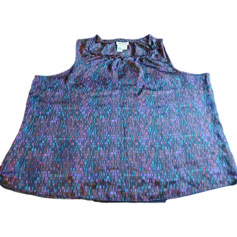Coldwater Creek XXL Sleeveless Braided Neckline Blouse‎ Top Shirt Women's #524C